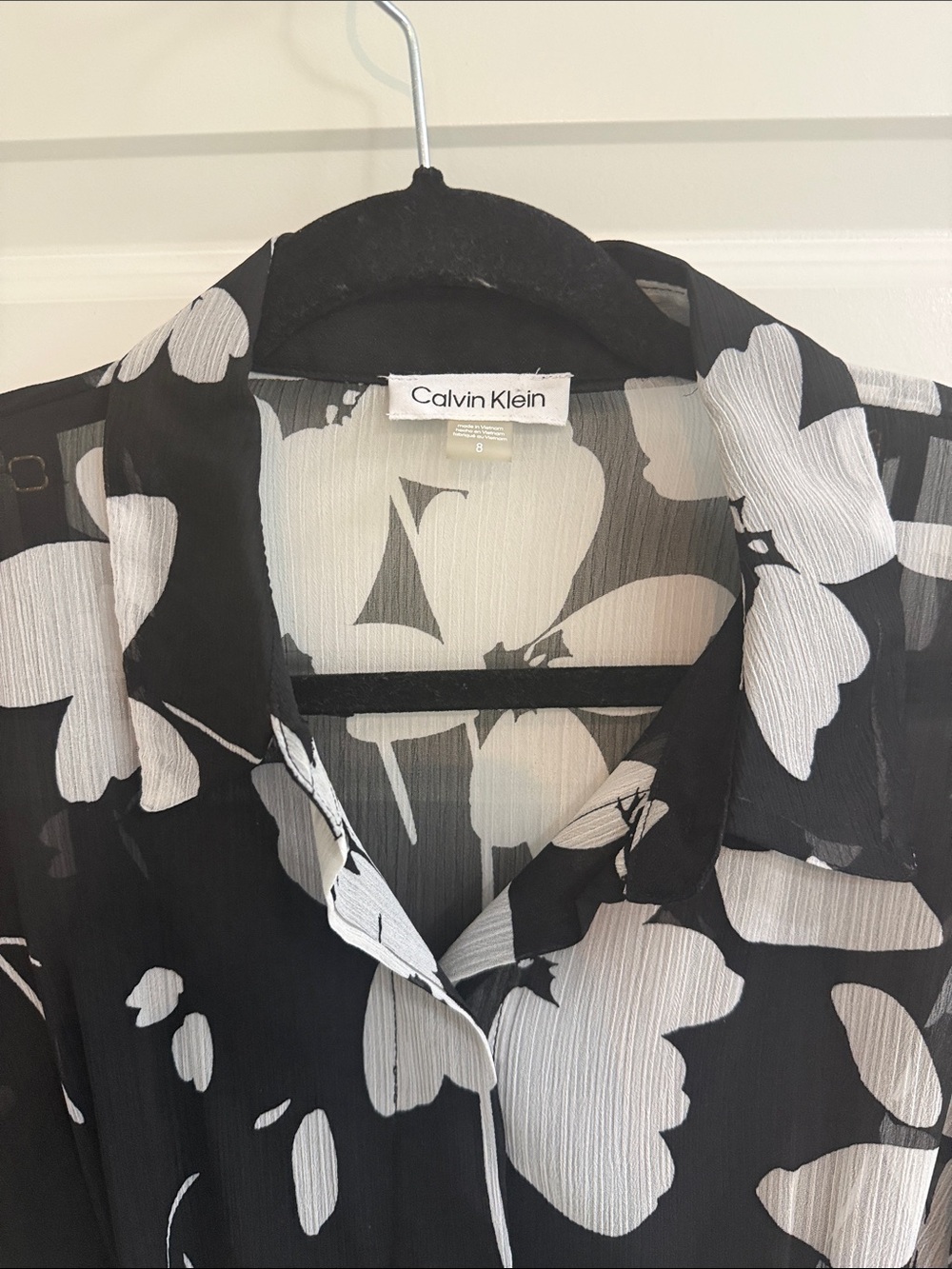 Black & White Floral Shirt Dress - Picture 2 of 7